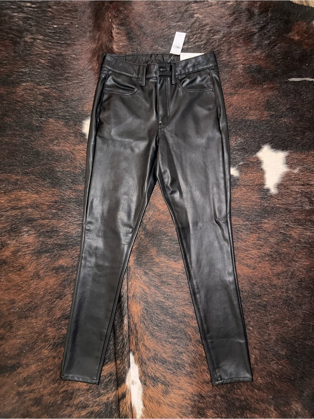 American Eagle Outfitters Black Faux Leather Skinny Jeans